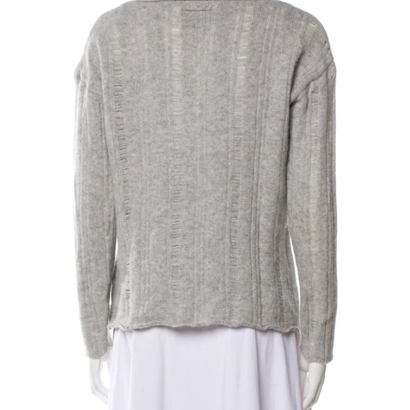 Nili Lotan Grey Cashmere Sweater distressed details Size M - Picture 14 of 14